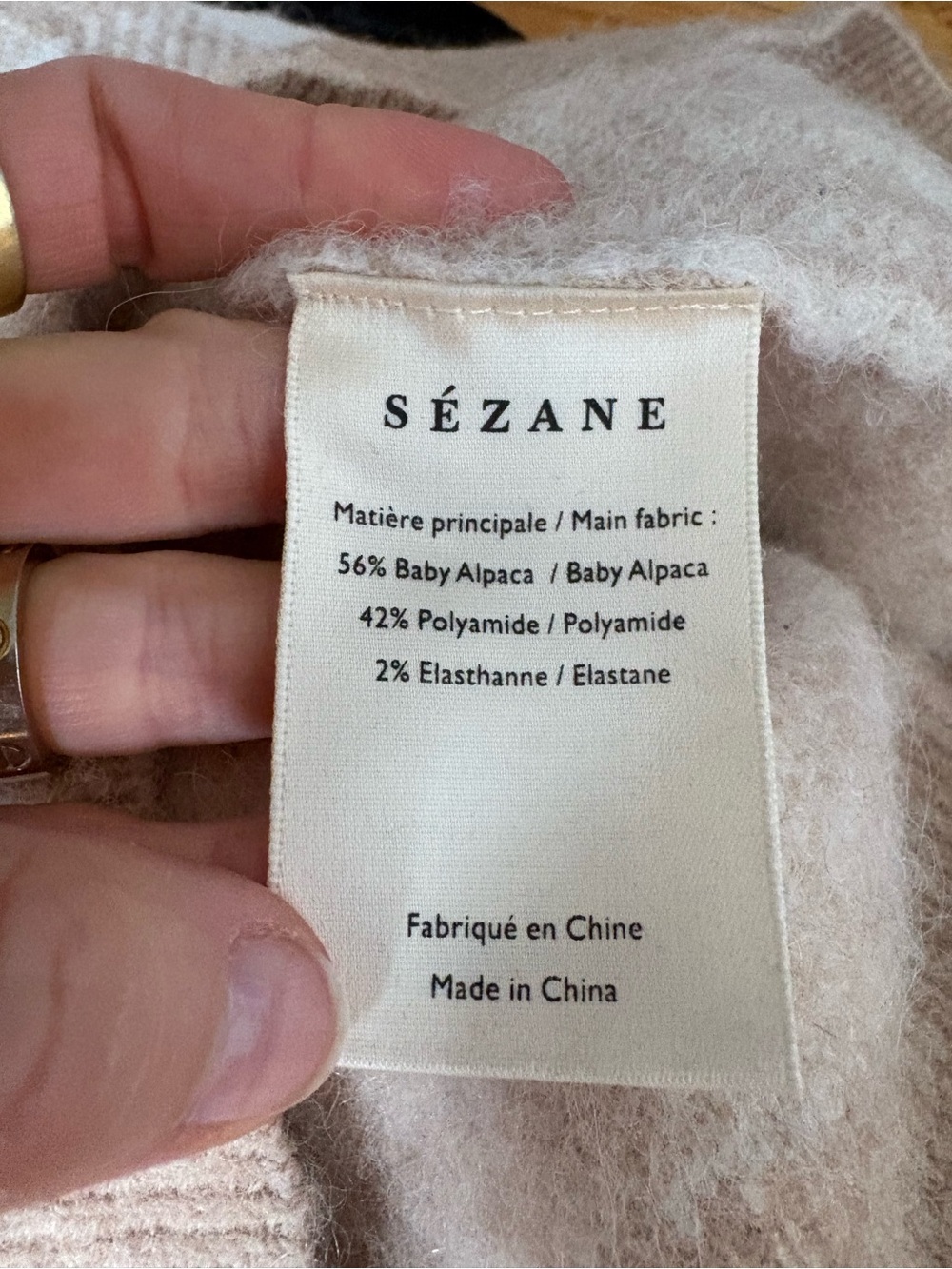 Sezane Sz M Becky Tan Checker Baby Alpaca Blend Relaxed Sweater - Picture 9 of 11
